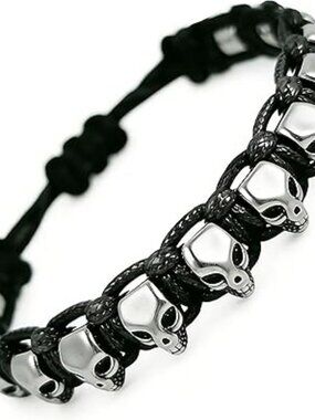 NEW Skull Bracelet Gothic Rock Punk Wrist Bracelet Skeleton Stainless Steel Goth